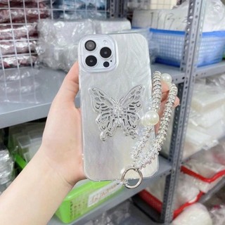 Ốp lưng iphone Lông vũ ánh bạc gắn bướm siêu xynh 7plus/8plus/x/xs/xsm/11/12/13/14/15/16/pro/max/plus/promax RABBI