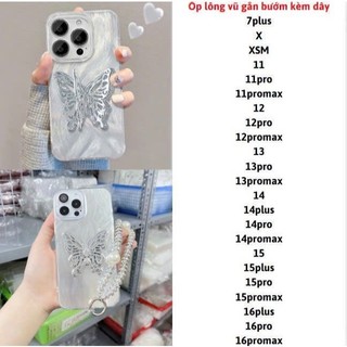 Ốp lưng iphone Lông vũ ánh bạc gắn bướm siêu xynh 7plus/8plus/x/xs/xsm/11/12/13/14/15/16/pro/max/plus/promax RABBI