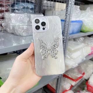 Ốp lưng iphone Lông vũ ánh bạc gắn bướm siêu xynh 7plus/8plus/x/xs/xsm/11/12/13/14/15/16/pro/max/plus/promax RABBI