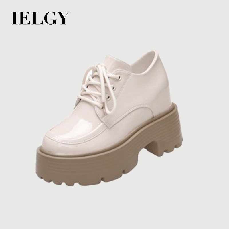 IELGY Phong Cách Anh Preppy Giày Da Nhỏ Nữ Đế Dày Bằng Sáng Chế Da Buộc ...