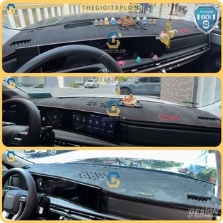 [Hyundai Santafe 2013-2018] Thảm taplo oto da Nano Blockers UV, 3D Flare, Nhung lông tuyết viền Ziczac chống cong vênh