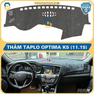 (Kia Optima K5 2011-2015] Thảm taplo oto da Nano Blockers UV, 3D Flare, Nhung lông tuyết viền Ziczac chống cong vênh