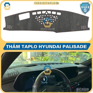[Hyundai Palisade 2023-2026] Thảm taplo da Nano Blockers UV, Vân gỗ, Nhung lông tuyết viền ziczac chống cong vênh