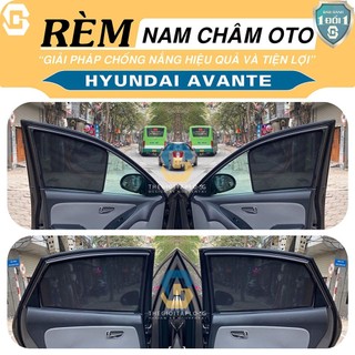 [Hyundai Avante] Rèm che nắng,chống tia UV bộ 4 cánh khung thép có nam châm hít cữa tự động tiện lợi dành cho oto