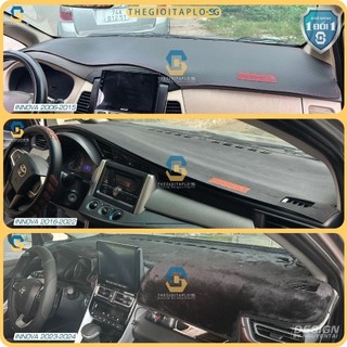 [Toyota innova 2017-2023] Thảm taplo oto da Nano Blockers UV, 3D Flare, Nhung lông tuyết viền Ziczac chống cong vênh