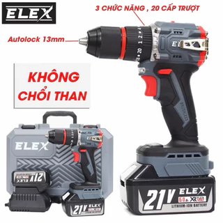 [Chính hãng] Máy Khoan Pin ELex 13mm EL-ID1365BL 3 Chức Năng Động Cơ Không Chổi Than