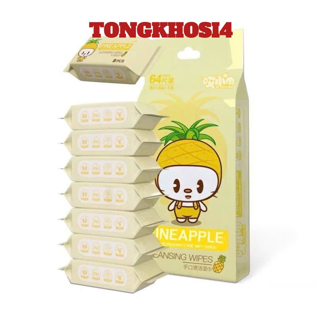 BỊCH KHĂN ƯỚT NHỎ GỌN DỄ DÀNG MANG THEO - Set 8 Gói Khăn Giấy Ướt Mini,Khăn Giấy Ướt An Toàn Thiết Kế Dễ Thương