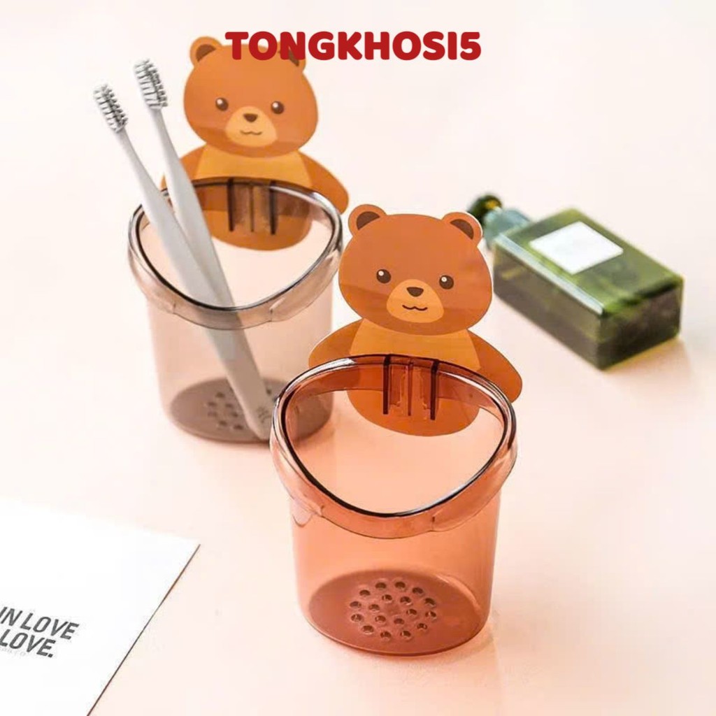 [COMBO 10] CỐC GẤU ĐA NĂNG ĐỰNG BÀN CHẢI ĐÁNH RĂNG,Cốc Dán Tường Chắc Chắn, Giữ Khô Thoáng - CỐC NHỰA CAO CẤP BÁM DÍNH