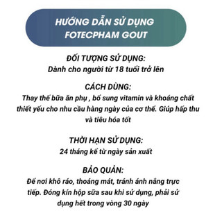 Sữa Fotecpham GOUT - Sản Phẩm Chuyên Biệt Hỗ Trợ Cho Người Bị Gout Chính Hãng 400g