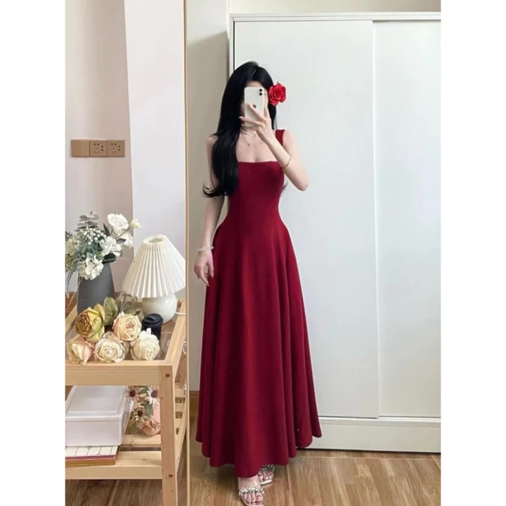 ĐẦM ĐỎ ĐI TIỆC, ĐI CHƠI, ĐI ĂN CƯỚI CỰC SANG CHẢNH, ĐẦM VÁY BASIC PHONG CÁCH minimalist, ĐẦM VÁY BASIC SANG TRỌNG