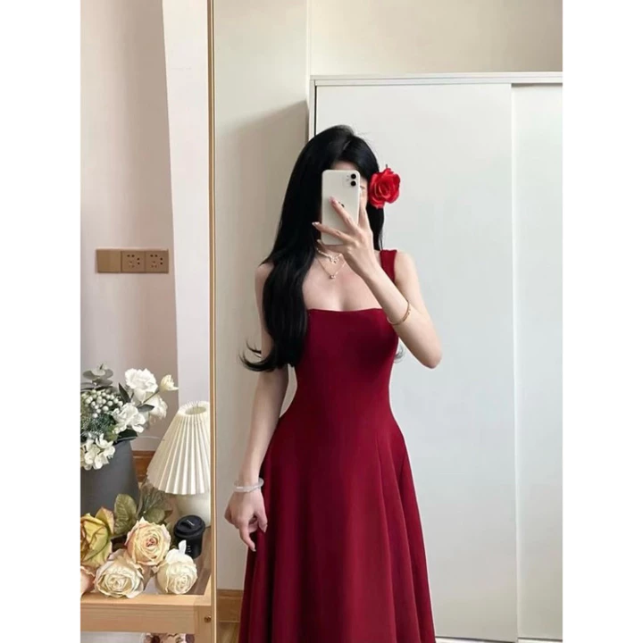 ĐẦM ĐỎ ĐI TIỆC, ĐI CHƠI, ĐI ĂN CƯỚI CỰC SANG CHẢNH, ĐẦM VÁY BASIC PHONG CÁCH minimalist, ĐẦM VÁY BASIC SANG TRỌNG