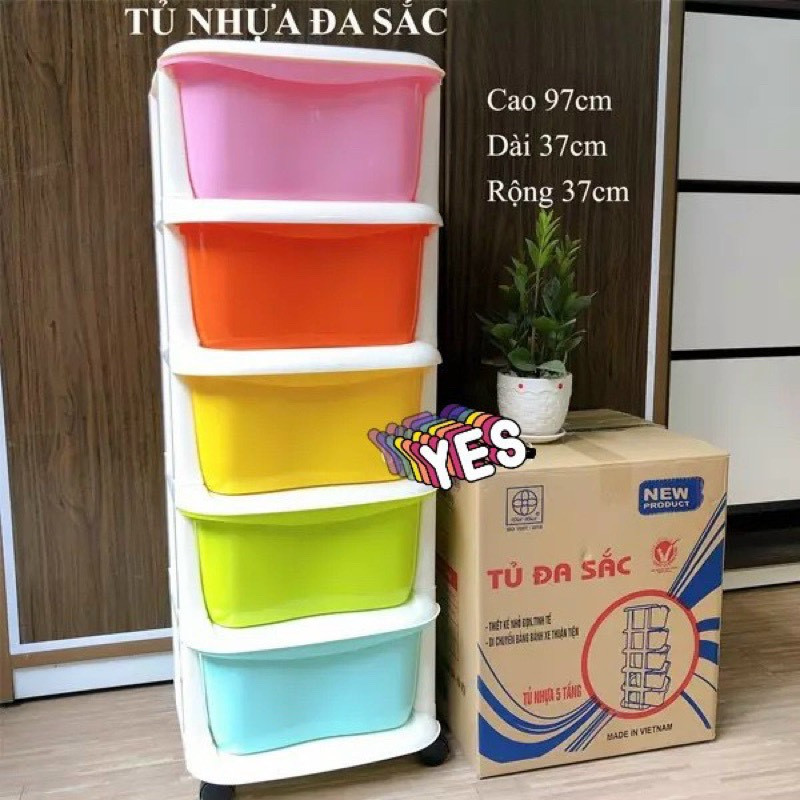 [GIÁ HỦY DIỆT] Tủ nhựa đa sắc ngăn kéo 5 tầng có bánh xe hàng Việt Nhật (LOẠI 1)