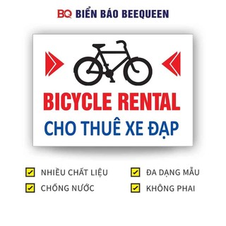 Biển CHO THUÊ XE ĐẠP XE MÁY 21X30CM BICYCLE RENTAL