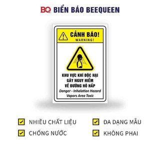 Biển cảnh báo KHU VỰC KHÍ ĐỘC HẠI GÂY NGUY HIỂM ĐƯỜNG HÔ HẤP  20x30cm - BQ