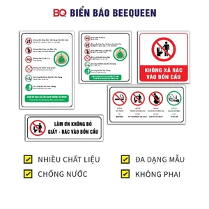 Decal dán lưu ý nhắc nhở giữ gìn nhà vệ sinh wc toilet, không hút thuốc, bỏ rác đặt chân lên bồn cầu