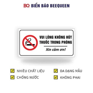 Biển báo VUI LÒNG KHÔNG HÚT THUỐC TRONG PHÒNG 15x30cm - BQ b31