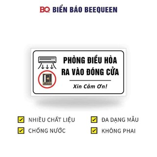 Biển báo PHÒNG ĐIỀU HOÀ RA VÀO KHOÁ CỬA 15x30cm - BQ