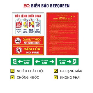 (Loại tốt) NỘI QUY TIÊU LỆNH PCCC mẫu mới nhất 2023, CẤM HÚT THUỐC, CẤM LỬA, LỐI THOÁT EXIT - BQ