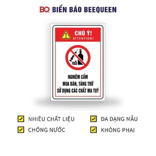 Biển báo NGHIÊM CẤM MUA BÁN TÀNG TRỮ SỬ DỤNG CÁC CHẤT MA TUÝ 20x30cm - BQ D4