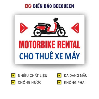 Biển CHO THUÊ XE MÁY XE ĐẠP SONG NGỮ MOTORBIKE RENTAL 21X30CM