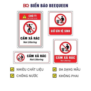 Tổng hợp biển báo CẤM XẢ RÁC, GIỮ GÌN VỆ SINH, BỎ RÁC VÀO THÙNG các kích thước - BQ