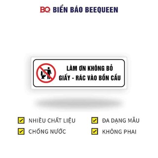Biển nhắc nhở LÀM ƠN VUI LÒNG KHÔNG BỎ RÁC VÀO BỒN CẦU 10x30cm - BQ n41