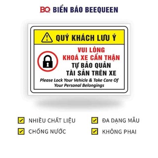 Biển báo VUI LÒNG KHOÁ XE CẨN THẬN VÀ TỰ BẢO QUẢN TÀI SẢN TRÊN XE - BQ