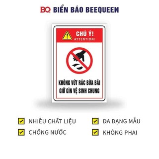 Biển báo KHÔNG VỨT RÁC BỪA BÃI GIỮ GÌN VỆ SINH CHUNG 20x30cm - BQ D10