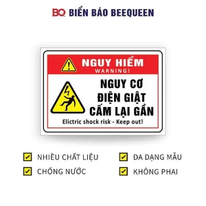 Biển cảnh báo nguy hiểm NGUY CƠ ĐIỆN GIẬT CẤM LẠI GẦN 20x30cm - BQ a2