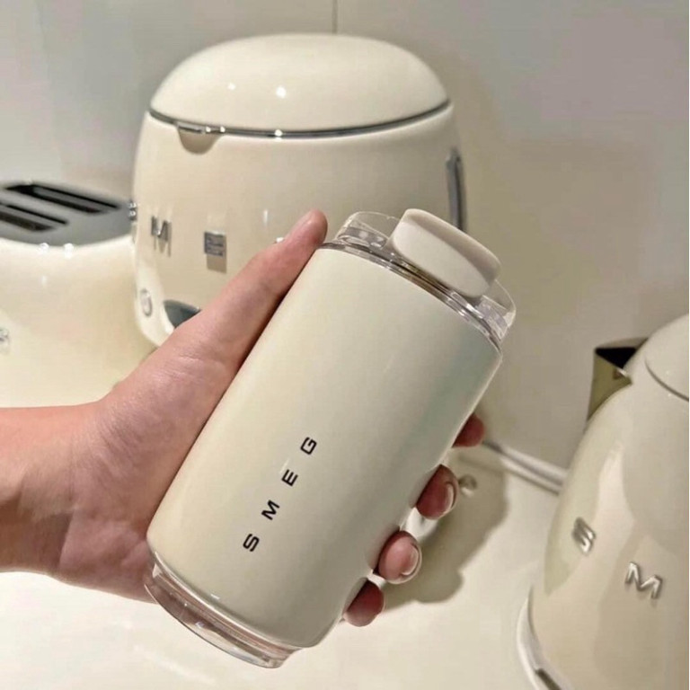 -Bình giữ nhiệt cao cấp SMEG chất liệu inox 304 bằng thép k gỉ_màu be sang chảnh quý phái