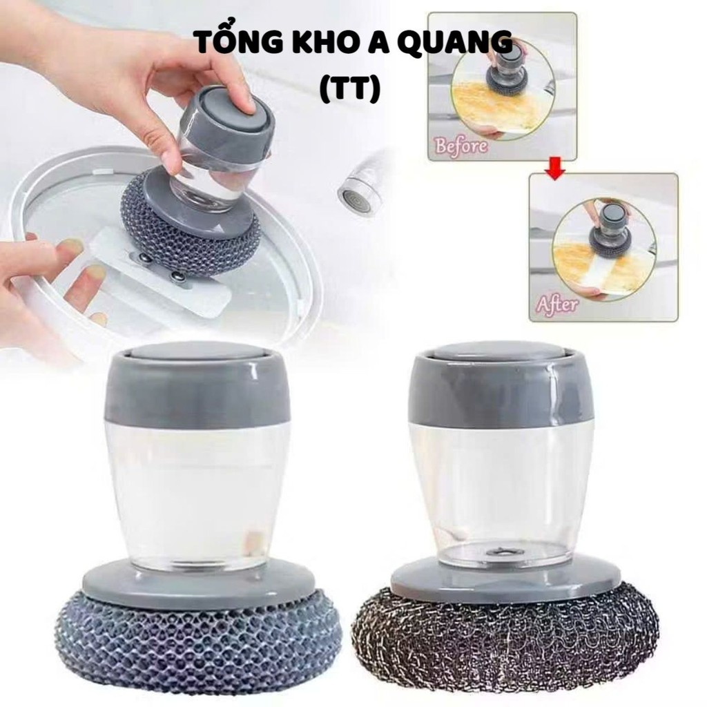 (COMBO 5) Cọ Rửa Bát Đa Năng,Dụng Cụ Nhà Bếp Có Bình Chứa Không Gỉ - BÀN CHẢI CỌ XOONG NỒI THIẾT KẾ TIỆN LỢI SIÊU SẠCH
