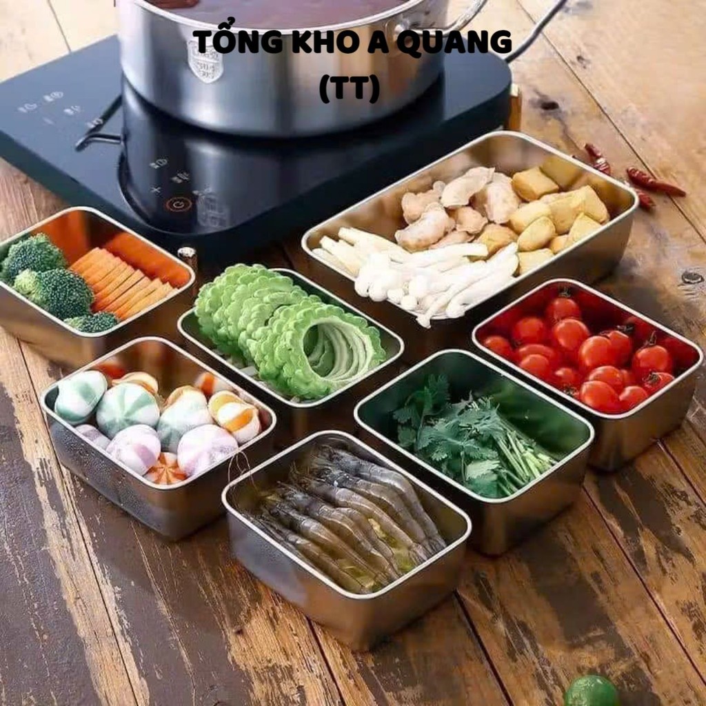 COMBO 5 HỘP INOX ĐỂ TỦ LẠNH - Bộ Hộp Đựng Đồ Ăn Inox 304,Hộp Đựng Thực Phẩm An Toàn,Tiện Lợi,Không Bám Mùi