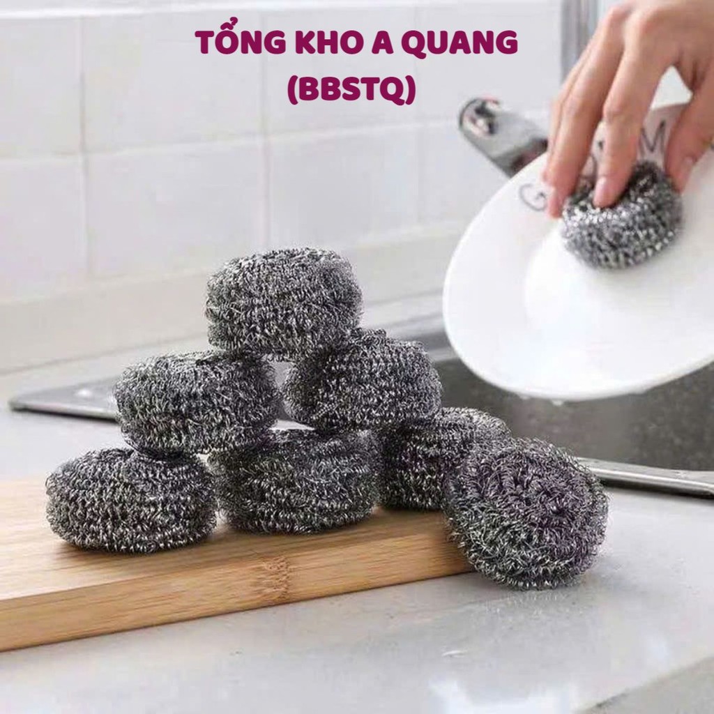 [COMBO 10] DỤNG CỤ RỬA BÁT CỌ NỒI KHÔNG GỈ - Cọ Búi Sắt Chống Bám Dầu Mỡ Dễ Dàng Vệ Sinh,Set 6 Giẻ Cọ Xoong Inox