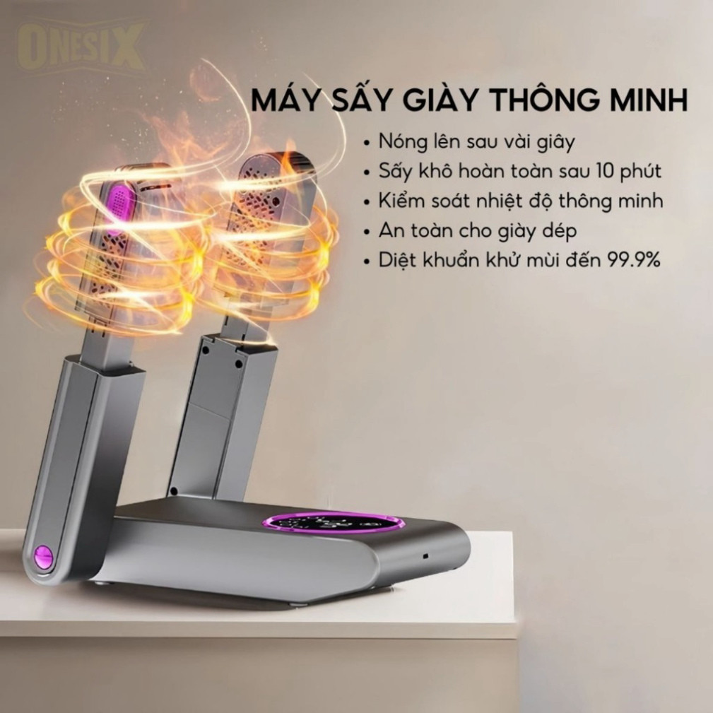 Máy sấy giày thông minh công suất 150W 3 chiều xoay 360 độ có tia UV khử mùi, khử khuẩn cao cấp ntt95