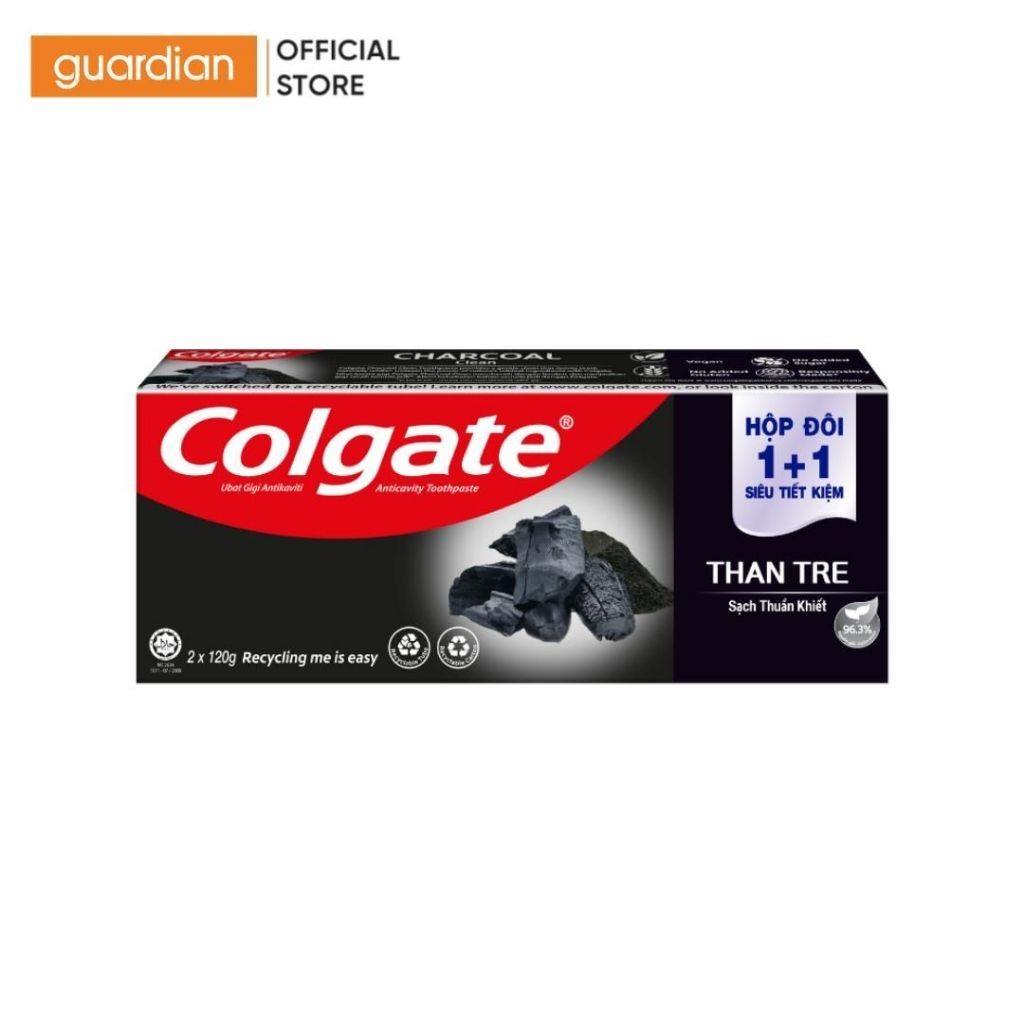 Bộ 2 Kem Đánh Răng Colgate Khử Mùi, Hỗ Trợ Sạch Khuẩn Than Tre Hàn Quốc Sạch Thuần Khiết 120g x 2