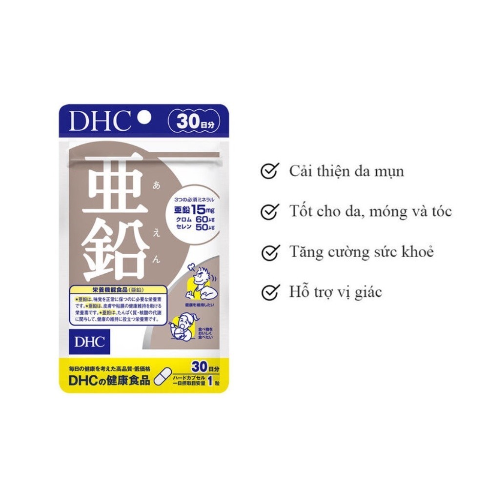Ảnh Viên Uống DHC Zinc Bổ Sung Kẽm Gói 30 Ngày 30 Viên Zinc (30 Days Supply) 2