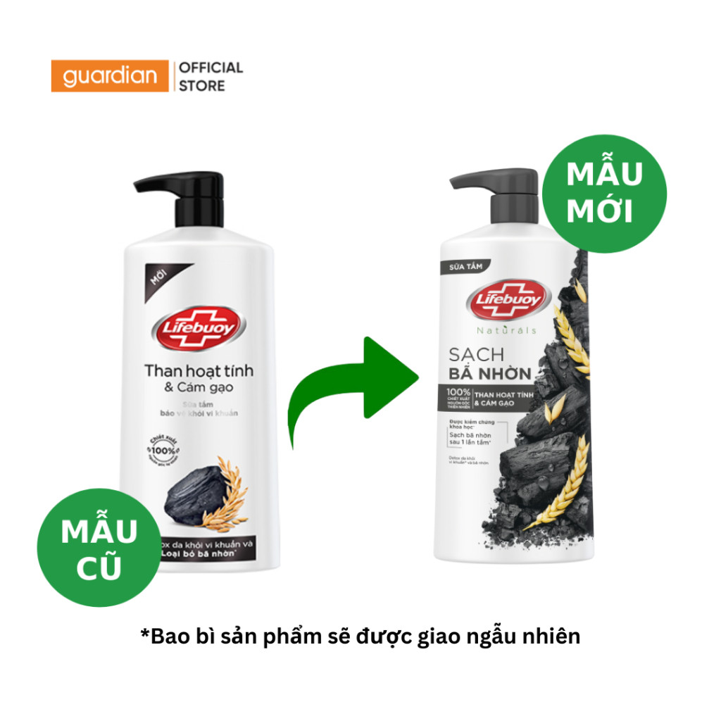 Ảnh Sữa Tắm Bảo Vệ Khỏi Vi Khuẩn Lifebuoy Cám Gạo & Than Hoạt Tính 800Gr 1
