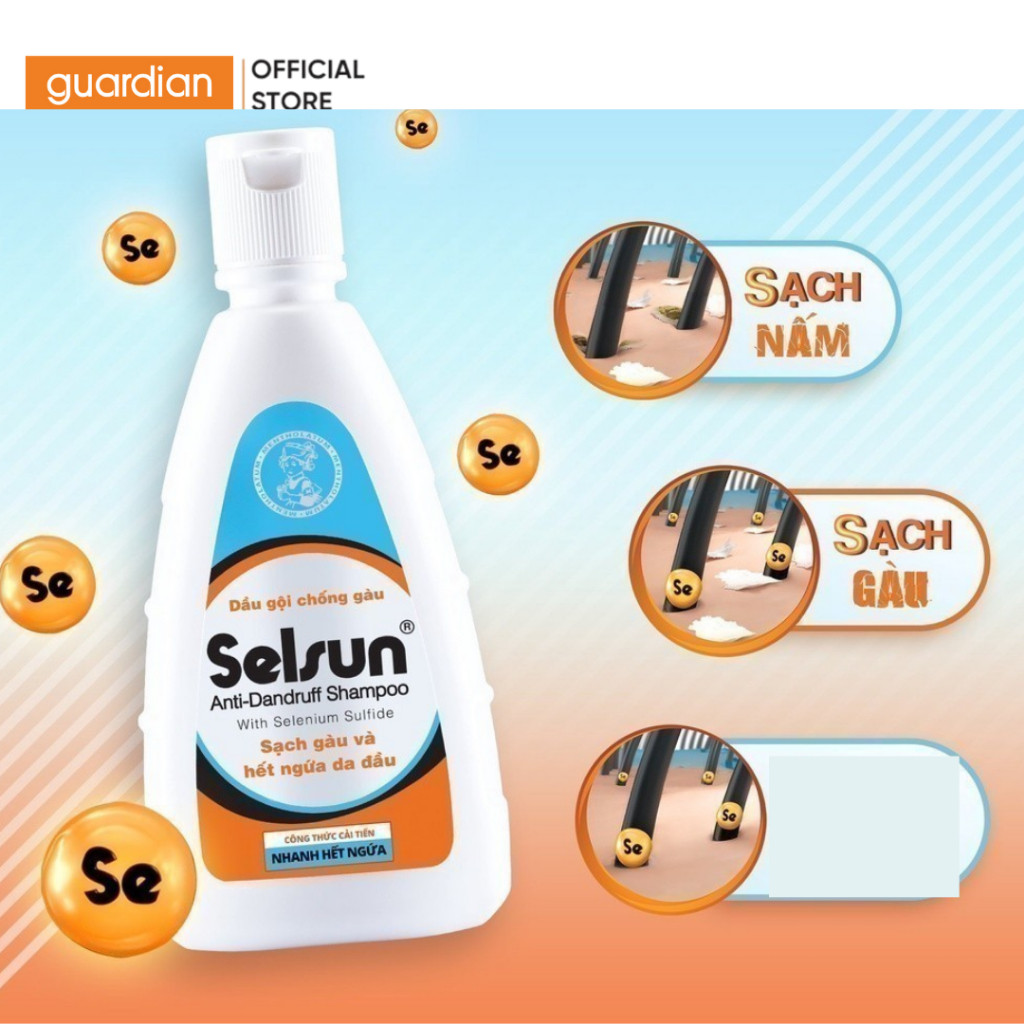 Ảnh Dầu Gội Giảm Gàu, Hỗ Trợ Làm Sạch Gàu Selsun Anti-Dandruff Shampoo Guardian 100ml 2