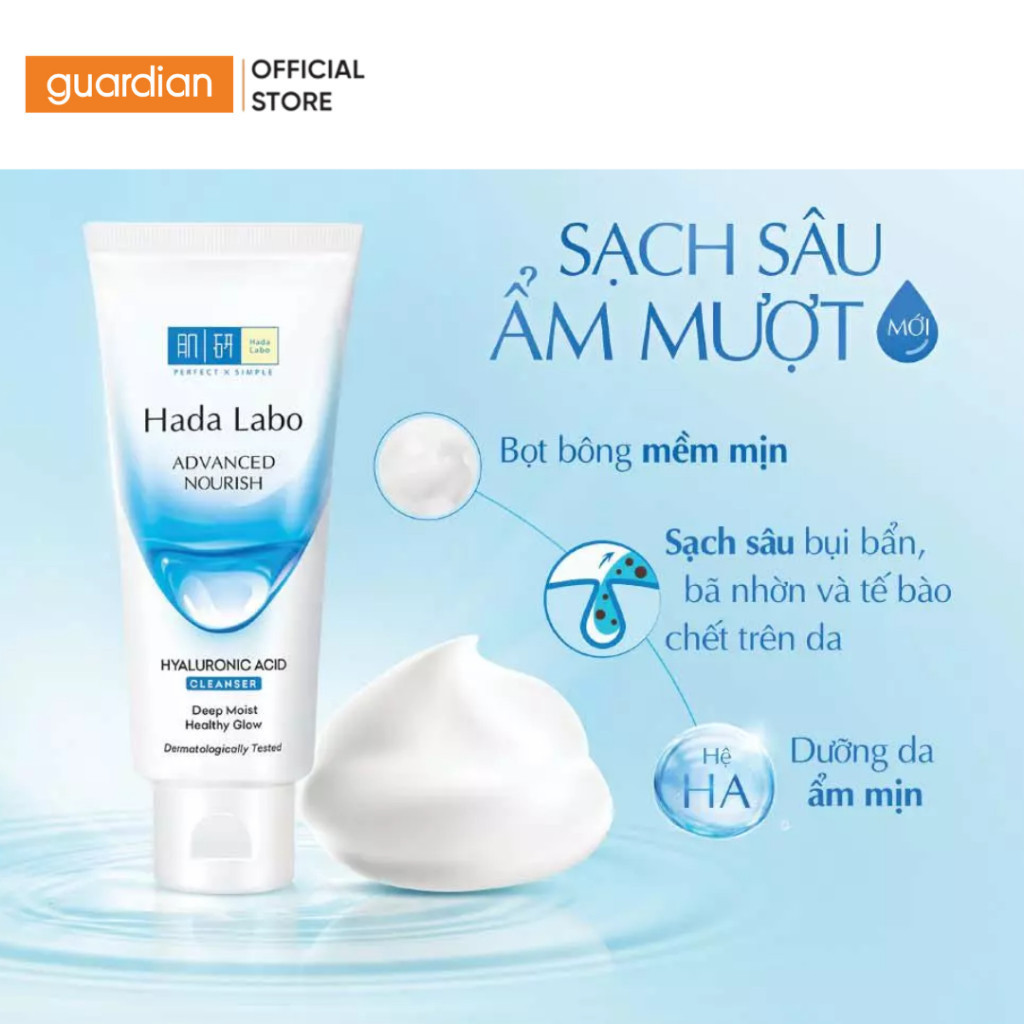 Ảnh Kem Rửa Mặt Dưỡng Ẩm Hada Labo Advanced Nourish Hyaluronic Acid Cleanser Guardian 80Gr 2