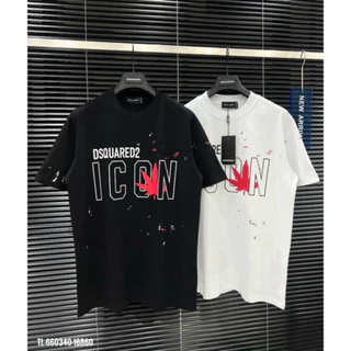Áo Thun DSQ ICON Phối In Hinh Lá Màu Đỏ Nam Nữ Dsquared2 Form Dáng Unisex Dành Cho Các Boy Phố hottrend [M39]