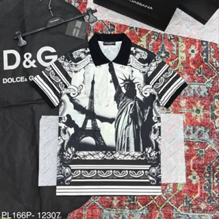 Áo polo nam nữ cổ bẻ PB cotton gai in hoạ tiết hình thiên chúa Đôn Chề tháp Eiffel 3D hai mặt .Áo Cộc Tay Siêu Cấp Hot