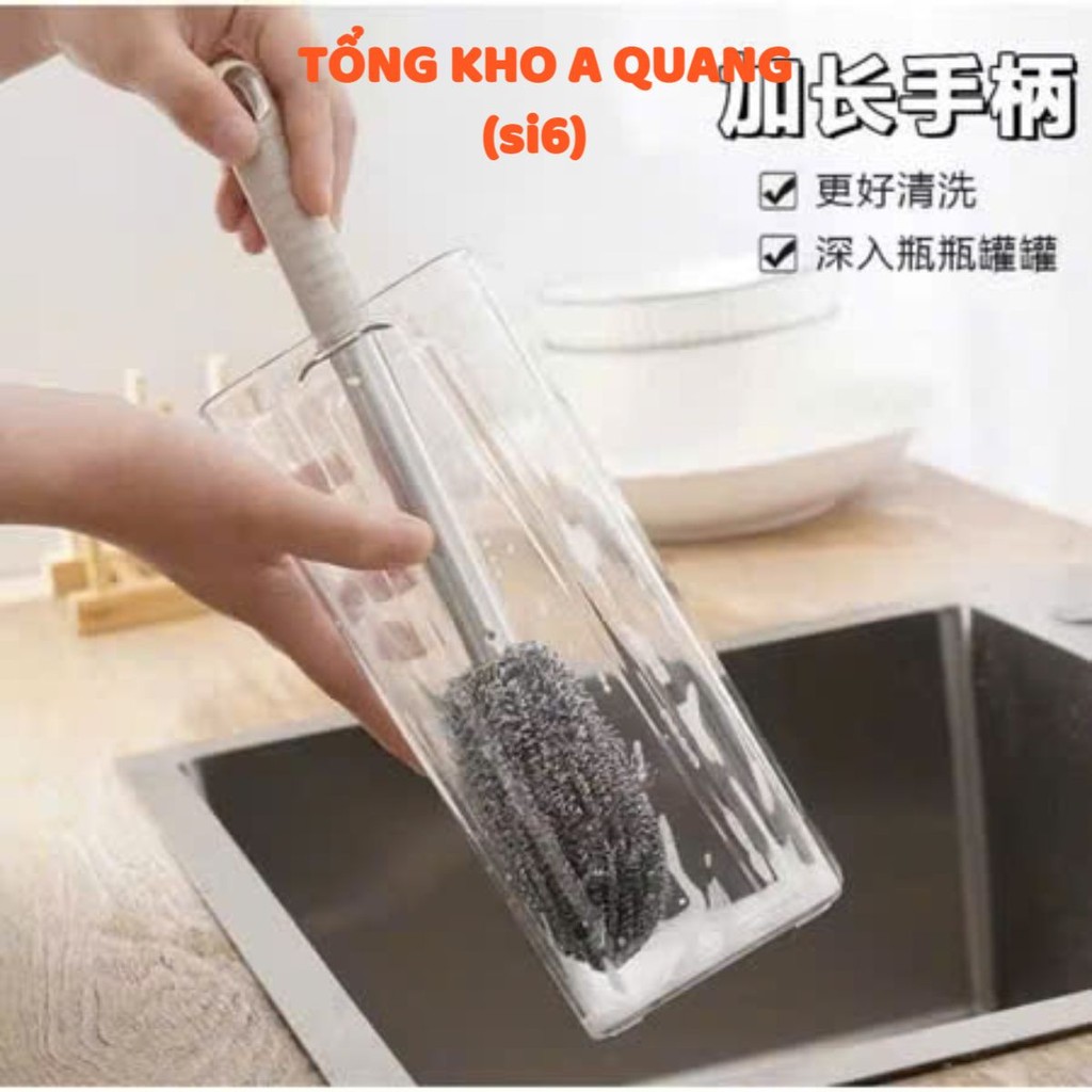 Cây Chà Vệ Sinh Đa Năng Bằng Dây Thép Có Tay Cầm Tiện Lợi