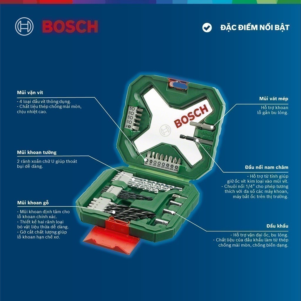 Ảnh Máy khoan vặn vít pin GSB 185-LI (1 pin) - Tặng kèm 1 Bộ mũi khoan và vặn vít X-Line 34 món 4
