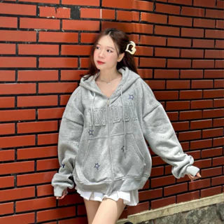 HODDIE BOXY-Áo Khoác Zip Boxy CINDDYBRAND In Hình Ngôi Sao Nam Nữ-HBC004