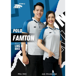 Áo polo nam nữ Riki Famton, áo thun có cổ tay ngắn phong cách thể thao thời trang năng động
