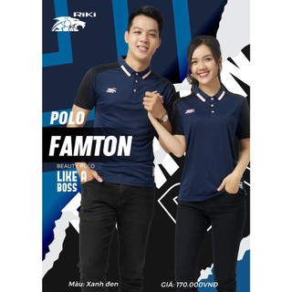 Áo polo nam nữ Riki Famton, áo thun có cổ tay ngắn phong cách thể thao thời trang năng động
