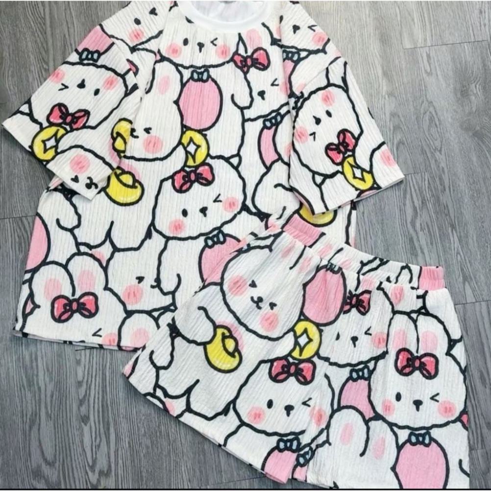 Bộ Hoạ Tiết Hoạt Hình Form Rộng, Kiểu Dáng Cute, Chất Vải Mềm Mát, Mặc Mùa Hè Cực Thoải Mái