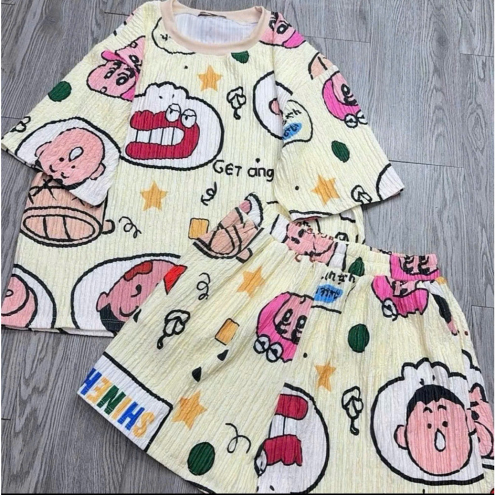 Bộ Hoạ Tiết Hoạt Hình Form Rộng, Kiểu Dáng Cute, Chất Vải Mềm Mát, Mặc Mùa Hè Cực Thoải Mái