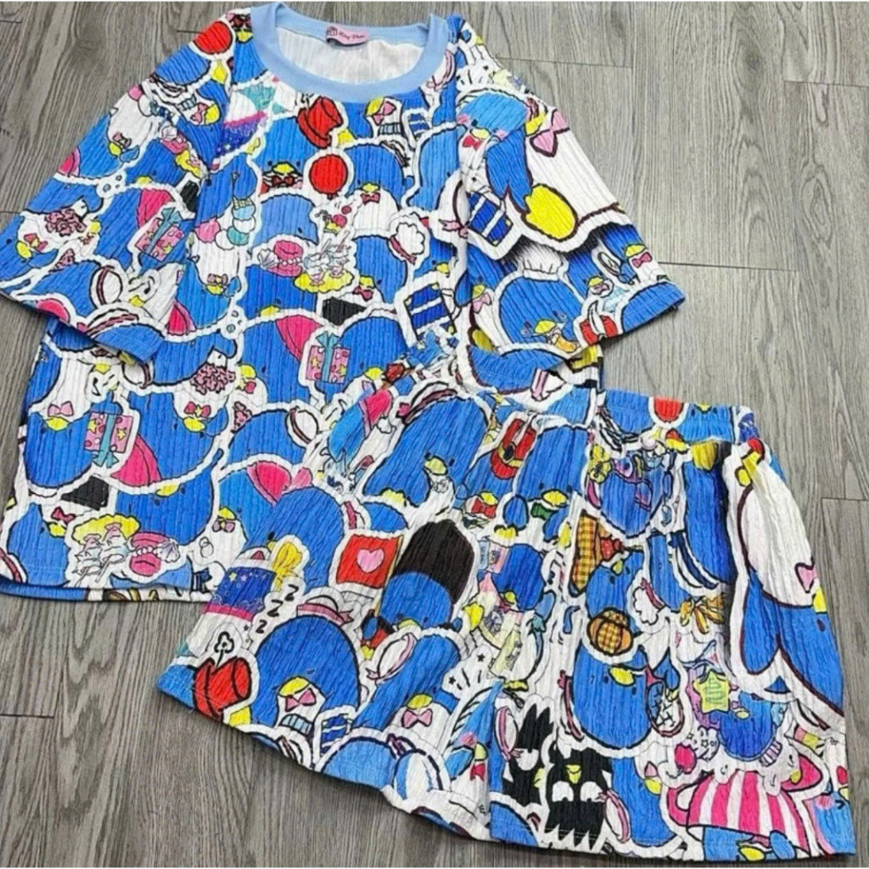 Bộ Hoạ Tiết Hoạt Hình Form Rộng, Kiểu Dáng Cute, Chất Vải Mềm Mát, Mặc Mùa Hè Cực Thoải Mái
