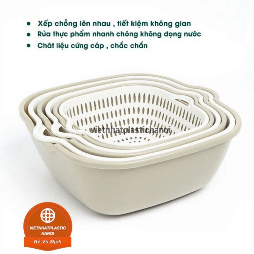 Bộ Thau Rổ Nhựa 2 cái Rửa Rau Hoa Củ Quả Cao Cấp- 3288/3289/3290 - Mẫu ...